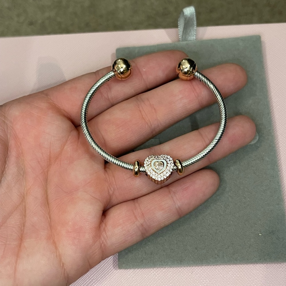 Pandora rose gold open bangle bracelet